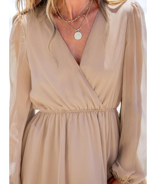 CUPSHE Women's Mini Dresses Casual Spring V Neck Chiffon Long Peasant Sleeves Flowy Summer Dress
