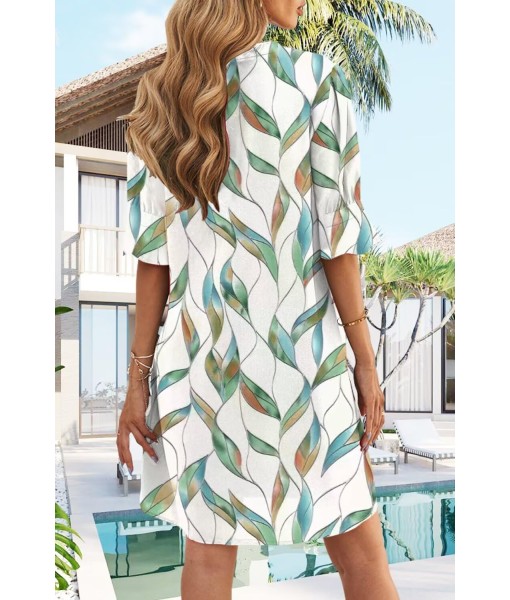 Wkior Shift Dress for Women V Neck Short Sleeves Solid Color Casual Flowy Summer Dresses(S-2XL)