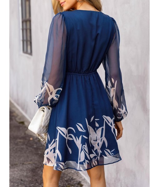 CUPSHE Women's Mini Dresses Casual Spring V Neck Chiffon Long Peasant Sleeves Flowy Summer Dress