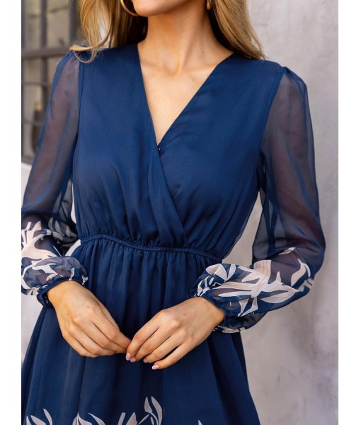 CUPSHE Women's Mini Dresses Casual Spring V Neck Chiffon Long Peasant Sleeves Flowy Summer Dress