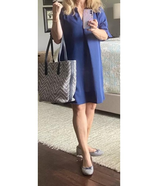 Wkior Shift Dress for Women V Neck Short Sleeves Solid Color Casual Flowy Summer Dresses(S-2XL)