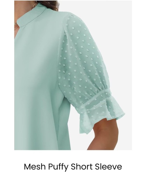 Wkior Shift Dress for Women V Neck Short Sleeves Solid Color Casual Flowy Summer Dresses(S-2XL)