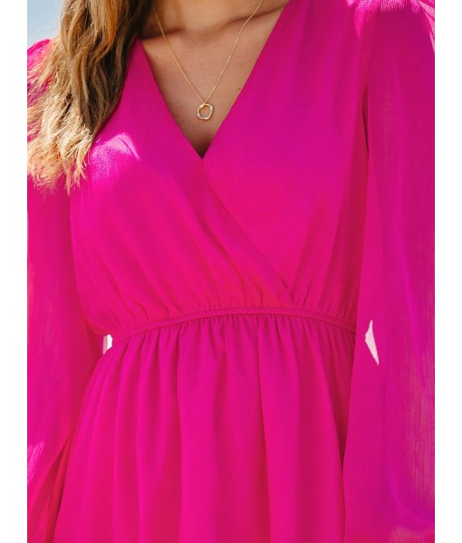 CUPSHE Women's Mini Dresses Casual Spring V Neck Chiffon Long Peasant Sleeves Flowy Summer Dress