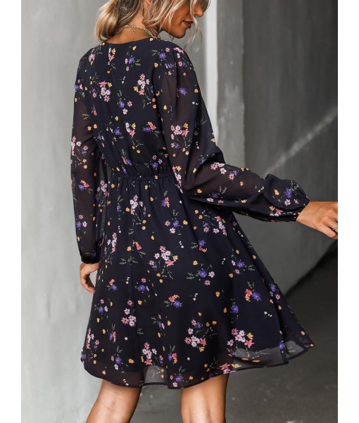 CUPSHE Women's Mini Dresses Casual Spring V Neck Chiffon Long Peasant Sleeves Flowy Summer Dress