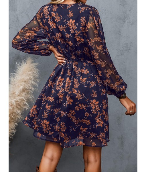 CUPSHE Women's Mini Dresses Casual Spring V Neck Chiffon Long Peasant Sleeves Flowy Summer Dress
