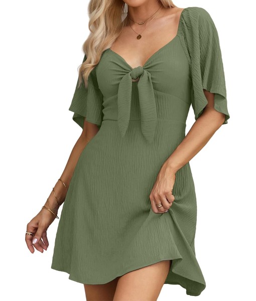 Dokotoo Womens Dresses 2025 Summer Fall Deep V Neck Elegant Bow tie Mini Dress S-XL