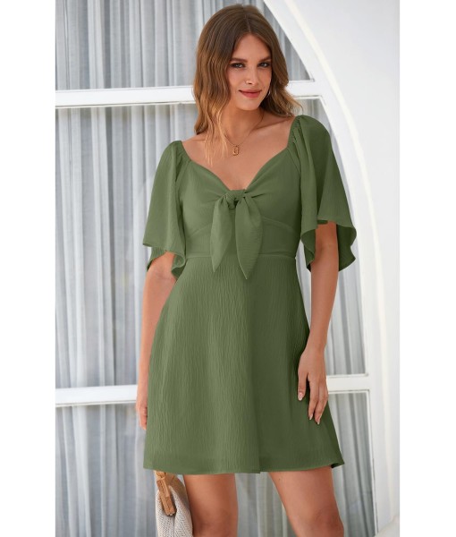 Dokotoo Womens Dresses 2025 Summer Fall Deep V Neck Elegant Bow tie Mini Dress S-XL