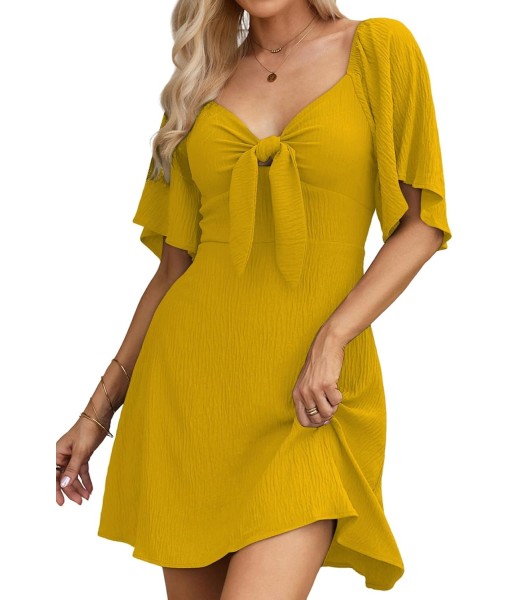 Dokotoo Womens Dresses 2025 Summer Fall Deep V Neck Elegant Bow tie Mini Dress S-XL