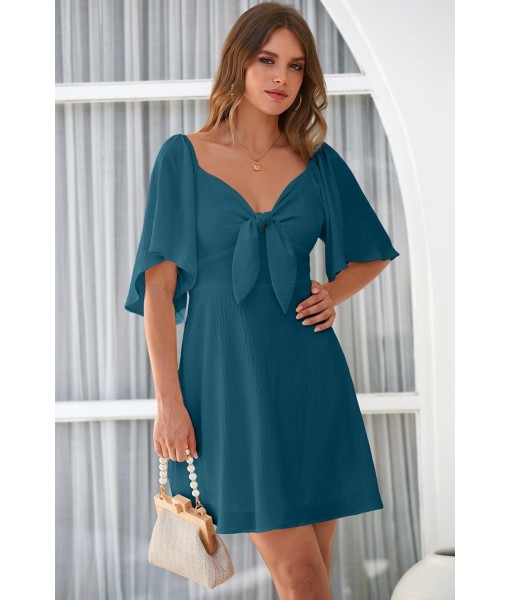 Dokotoo Womens Dresses 2025 Summer Fall Deep V Neck Elegant Bow tie Mini Dress S-XL