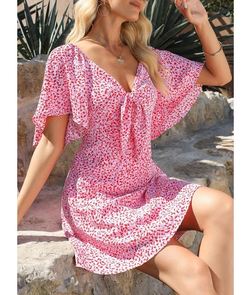 Dokotoo Womens Dresses 2025 Summer Fall Deep V Neck Elegant Bow tie Mini Dress S-XL