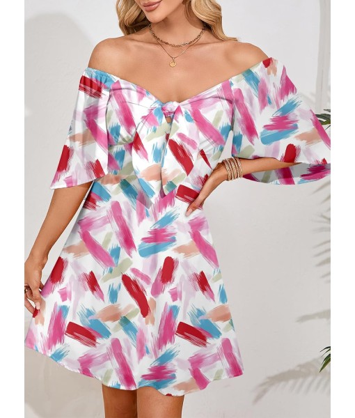 Dokotoo Womens Dresses 2025 Summer Fall Deep V Neck Elegant Bow tie Mini Dress S-XL