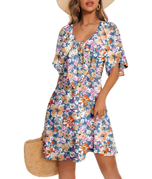 Dokotoo Womens Dresses 2025 Summer Fall Deep V Neck Elegant Bow tie Mini Dress S-XL