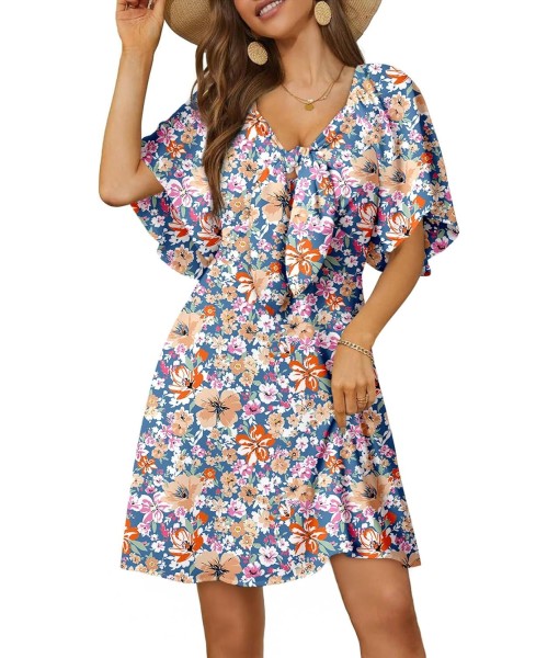 Dokotoo Womens Dresses 2025 Summer Fall Deep V Neck Elegant Bow tie Mini Dress S-XL