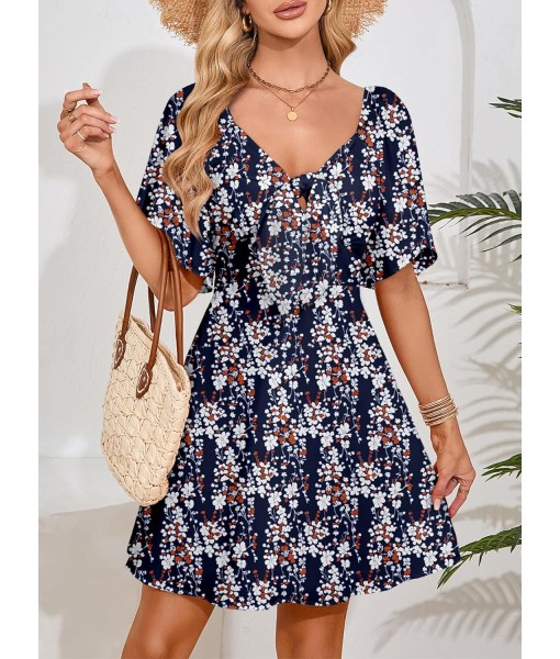 Dokotoo Womens Dresses 2025 Summer Fall Deep V Neck Elegant Bow tie Mini Dress S-XL