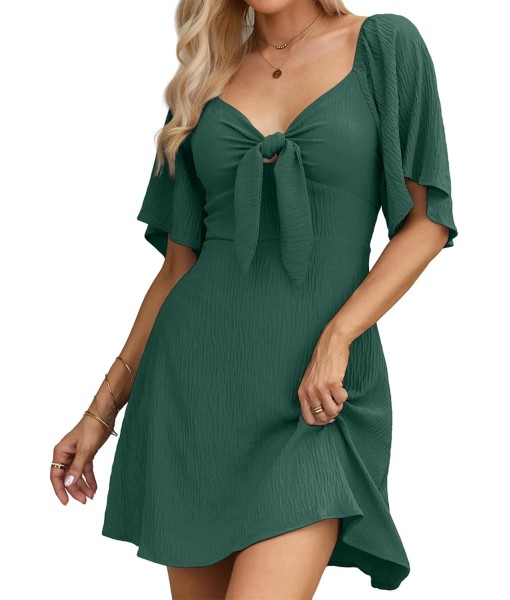 Dokotoo Womens Dresses 2025 Summer Fall Deep V Neck Elegant Bow tie Mini Dress S-XL