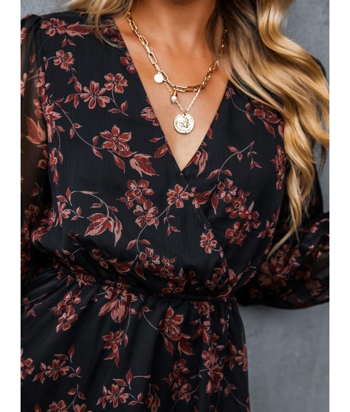 CUPSHE Women's Mini Dresses Casual Spring V Neck Chiffon Long Peasant Sleeves Flowy Summer Dress