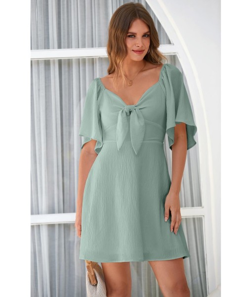 Dokotoo Womens Dresses 2025 Summer Fall Deep V Neck Elegant Bow tie Mini Dress S-XL