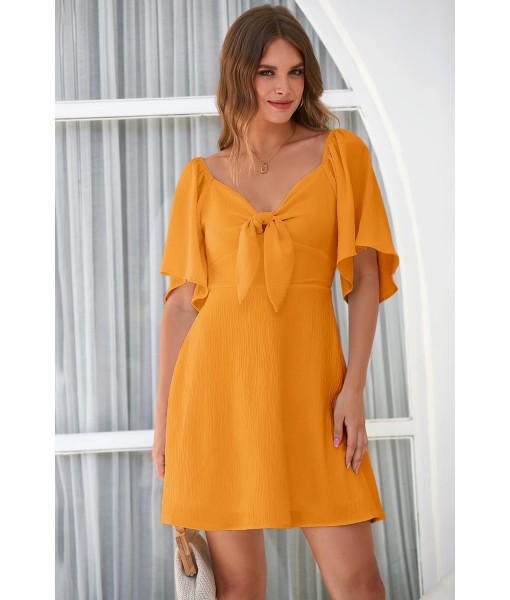 Dokotoo Womens Dresses 2025 Summer Fall Deep V Neck Elegant Bow tie Mini Dress S-XL
