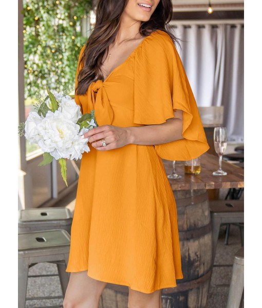 Dokotoo Womens Dresses 2025 Summer Fall Deep V Neck Elegant Bow tie Mini Dress S-XL