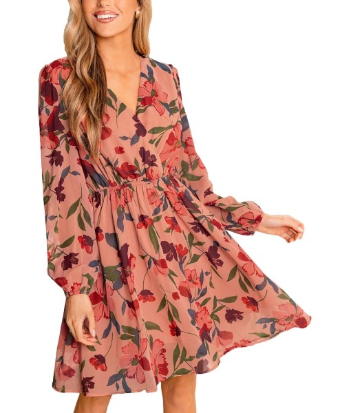 CUPSHE Women's Mini Dresses Casual Spring V Neck Chiffon Long Peasant Sleeves Flowy Summer Dress