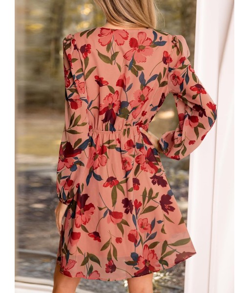 CUPSHE Women's Mini Dresses Casual Spring V Neck Chiffon Long Peasant Sleeves Flowy Summer Dress