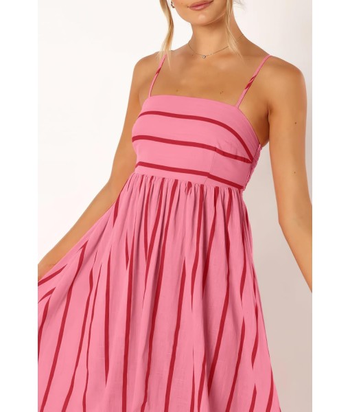 chouyatou Women's Striped Back Smocked Maxi Dress Sexy Spaghetti Strap Cut Out Flowy Swing Long Dress