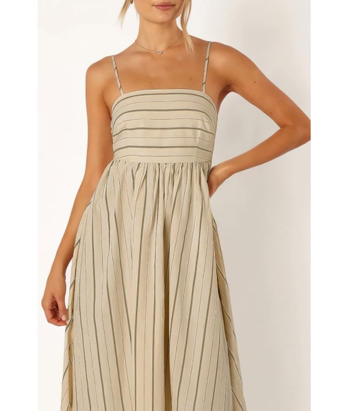 chouyatou Women's Striped Back Smocked Maxi Dress Sexy Spaghetti Strap Cut Out Flowy Swing Long Dress
