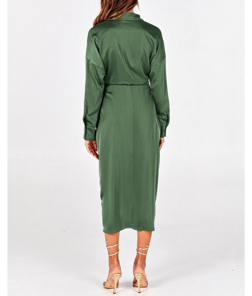 BTFBM Maxi Dresses for Women Fall 2025 Long Sleeve Lapel Neck Button Down Elegant Satin Belted Ruched Summer Shirt Dress