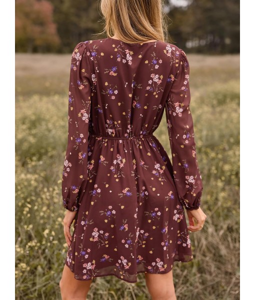 CUPSHE Women's Mini Dresses Casual Spring V Neck Chiffon Long Peasant Sleeves Flowy Summer Dress
