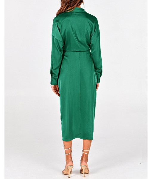 BTFBM Maxi Dresses for Women Fall 2025 Long Sleeve Lapel Neck Button Down Elegant Satin Belted Ruched Summer Shirt Dress
