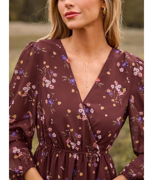 CUPSHE Women's Mini Dresses Casual Spring V Neck Chiffon Long Peasant Sleeves Flowy Summer Dress