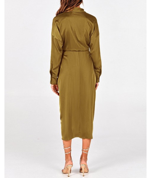 BTFBM Maxi Dresses for Women Fall 2025 Long Sleeve Lapel Neck Button Down Elegant Satin Belted Ruched Summer Shirt Dress