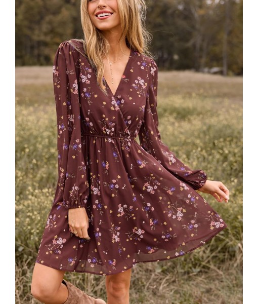 CUPSHE Women's Mini Dresses Casual Spring V Neck Chiffon Long Peasant Sleeves Flowy Summer Dress