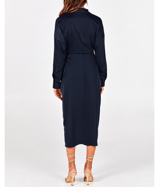 BTFBM Maxi Dresses for Women Fall 2025 Long Sleeve Lapel Neck Button Down Elegant Satin Belted Ruched Summer Shirt Dress