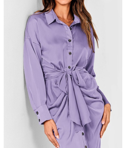 BTFBM Maxi Dresses for Women Fall 2025 Long Sleeve Lapel Neck Button Down Elegant Satin Belted Ruched Summer Shirt Dress