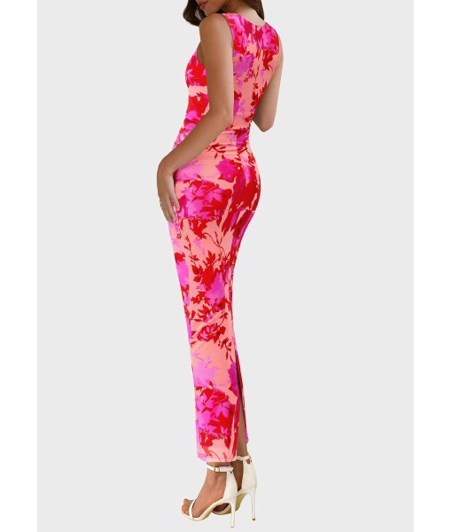 PRETTYGARDEN Wedding Guest Dresses for Women 2025 Summer Spring Floral Bodycon Sleeveless Mesh Maxi Long Dress