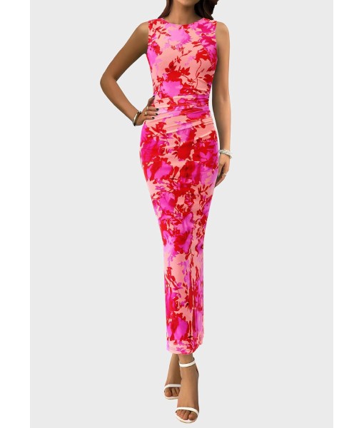 PRETTYGARDEN Wedding Guest Dresses for Women 2025 Summer Spring Floral Bodycon Sleeveless Mesh Maxi Long Dress