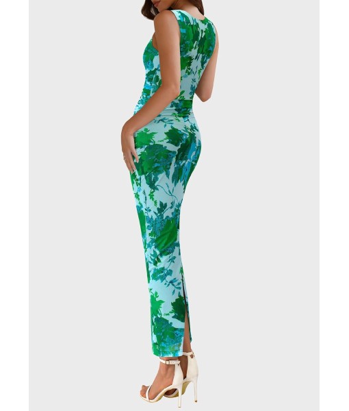 PRETTYGARDEN Wedding Guest Dresses for Women 2025 Summer Spring Floral Bodycon Sleeveless Mesh Maxi Long Dress