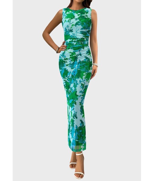 PRETTYGARDEN Wedding Guest Dresses for Women 2025 Summer Spring Floral Bodycon Sleeveless Mesh Maxi Long Dress