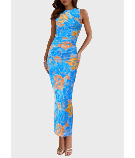 PRETTYGARDEN Wedding Guest Dresses for Women 2025 Summer Spring Floral Bodycon Sleeveless Mesh Maxi Long Dress