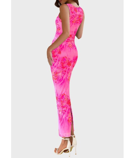 PRETTYGARDEN Wedding Guest Dresses for Women 2025 Summer Spring Floral Bodycon Sleeveless Mesh Maxi Long Dress