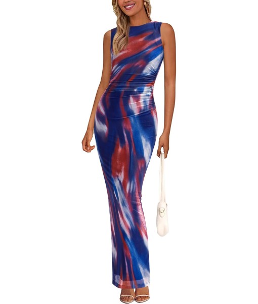 PRETTYGARDEN Wedding Guest Dresses for Women 2025 Summer Spring Floral Bodycon Sleeveless Mesh Maxi Long Dress