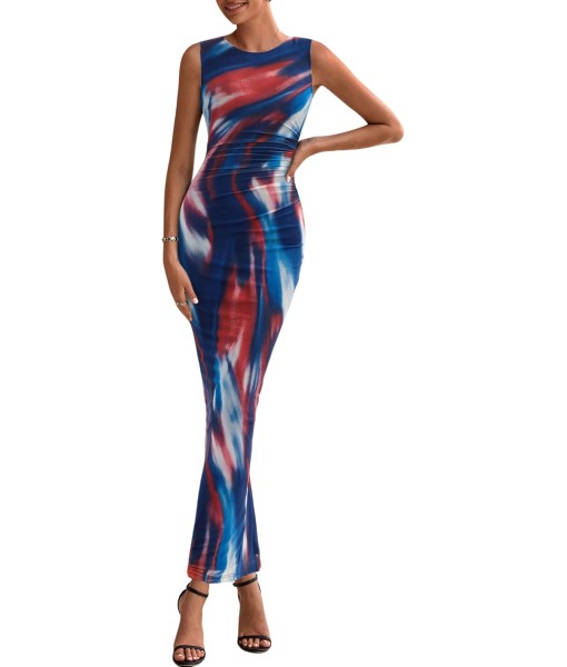 PRETTYGARDEN Wedding Guest Dresses for Women 2025 Summer Spring Floral Bodycon Sleeveless Mesh Maxi Long Dress