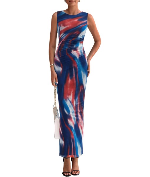 PRETTYGARDEN Wedding Guest Dresses for Women 2025 Summer Spring Floral Bodycon Sleeveless Mesh Maxi Long Dress