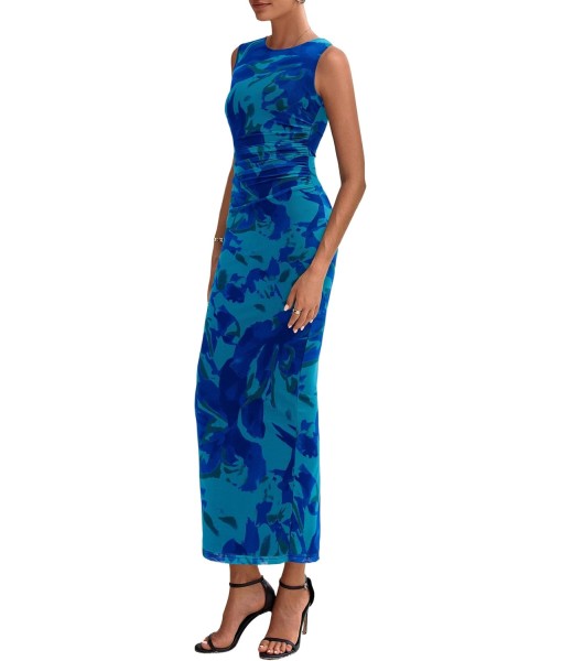 PRETTYGARDEN Wedding Guest Dresses for Women 2025 Summer Spring Floral Bodycon Sleeveless Mesh Maxi Long Dress