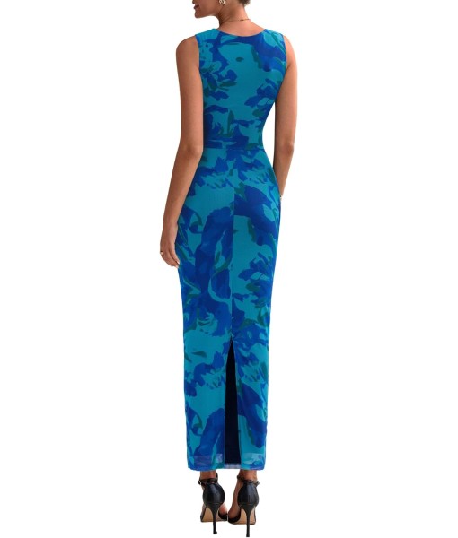 PRETTYGARDEN Wedding Guest Dresses for Women 2025 Summer Spring Floral Bodycon Sleeveless Mesh Maxi Long Dress