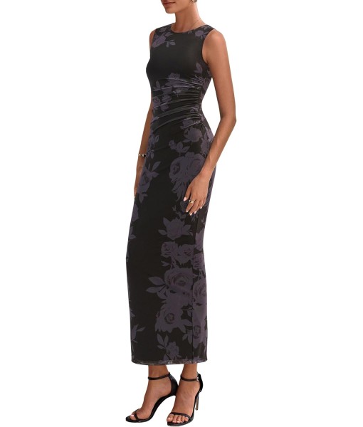 PRETTYGARDEN Wedding Guest Dresses for Women 2025 Summer Spring Floral Bodycon Sleeveless Mesh Maxi Long Dress