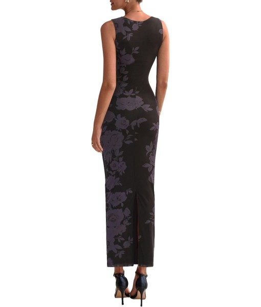 PRETTYGARDEN Wedding Guest Dresses for Women 2025 Summer Spring Floral Bodycon Sleeveless Mesh Maxi Long Dress