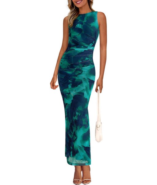 PRETTYGARDEN Wedding Guest Dresses for Women 2025 Summer Spring Floral Bodycon Sleeveless Mesh Maxi Long Dress