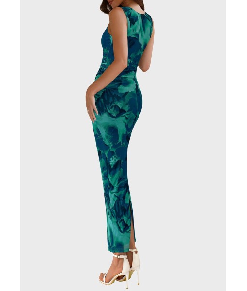 PRETTYGARDEN Wedding Guest Dresses for Women 2025 Summer Spring Floral Bodycon Sleeveless Mesh Maxi Long Dress